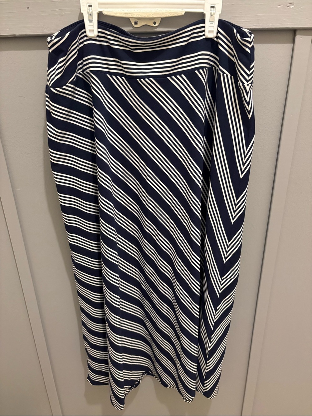 Talbots Navy and White Striped Maxi Skirt